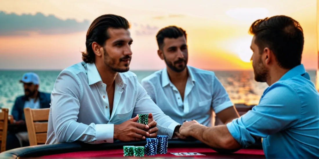 Arab men playing casino games